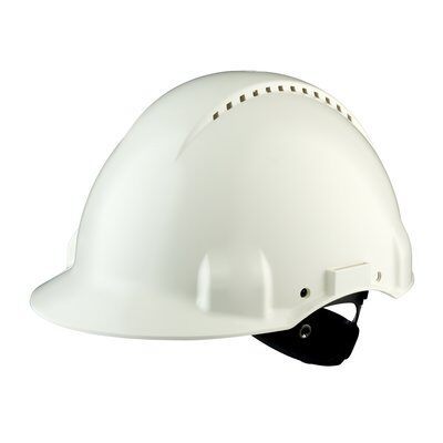 3M Beyaz Baret, G3000NUV-VI Sert Başlık, Uvicator, Mandallı, Havalandırmalı, Plastik Ter Bantlı,