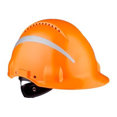 3M Sert Başlık, Uvicator, Mandallı, Havalandırmalı, Reflektif, Plastik Ter Bantlı, Turuncu Baret, G3000NUV-R-OR